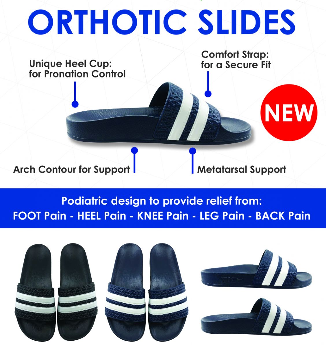ICB Orthotic Slides are the perfect alternative to traditional flip flop  sandal designs